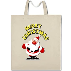 Eco bag with print With Christmas Santa Claus - beige