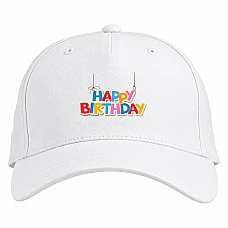 Baseball cap with Print Birthday On Threads - white