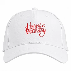 Baseball cap with Print Birthday With Stars In Red Letters - white