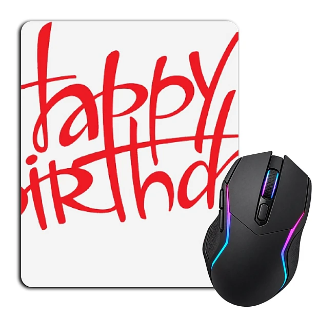 Mouse pad with print Birthday With Stars In Red Letters
