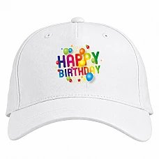 Baseball cap with Print Birthday With Stars And Balls - white