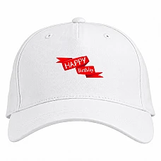 Baseball cap with Print Birthday Red Ribbon - white