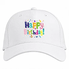 Baseball cap with Print Birthday With Presents And Bird - white