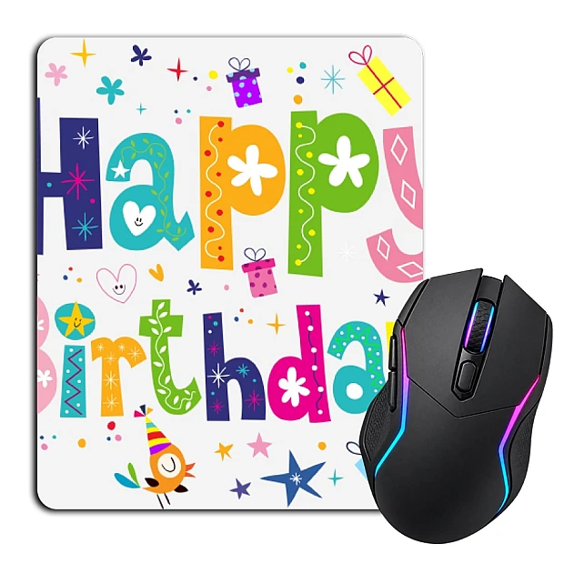Mouse pad with print Birthday With Presents And Bird