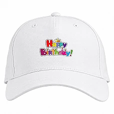 Baseball cap with Print Birthday With A Crown And A Candle - white