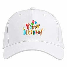 Baseball cap with Print Birthday Balloons And Ice Cream - white