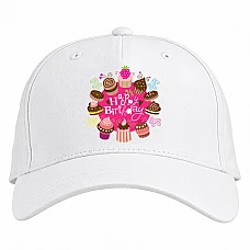 Baseball cap with Print Birthday Many Sweets - white