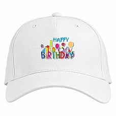 Baseball cap with Print Birthday Gifts Balls - white