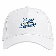Baseball cap with Print Birthday In Blue Letters And Asterisks - white