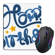 Mouse pad with print Birthday In Blue Letters And Asterisks