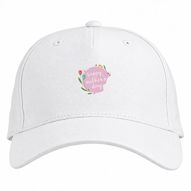 Baseball cap with Print Mother's Day Pink Background Tyulpany - white