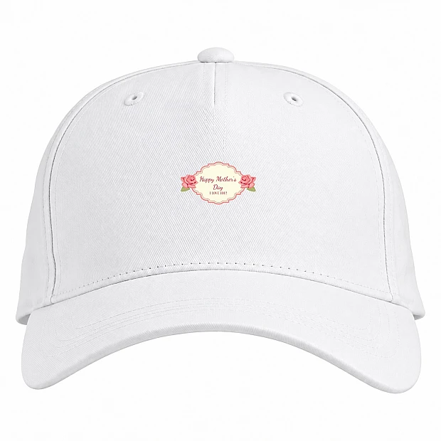 Baseball cap with Print Mother's Day I Love You - white