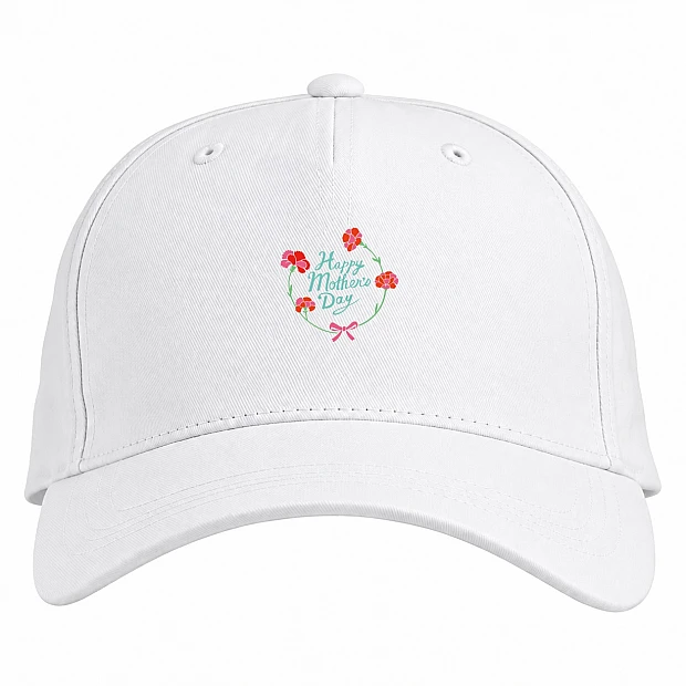 Baseball cap with Print Mother's Day With Carnations - white