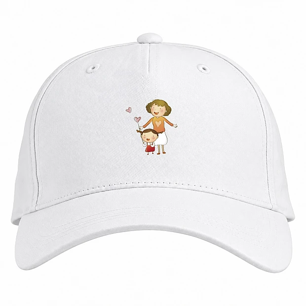 Baseball cap with Print Mother's Day Mom And Baby Picture - white