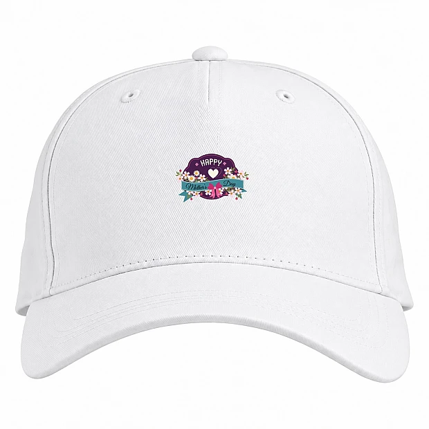 Baseball cap with Print Mother's Day Heart And Bow - white