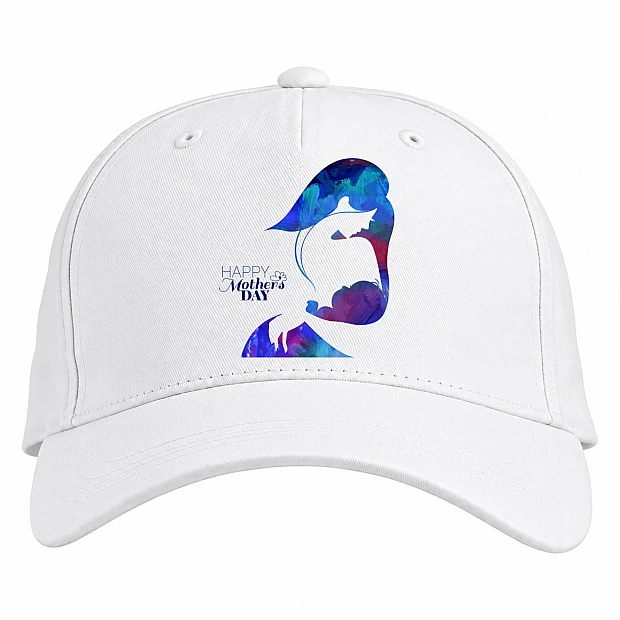 Baseball cap with Print Mother's Day Brush Paints - white