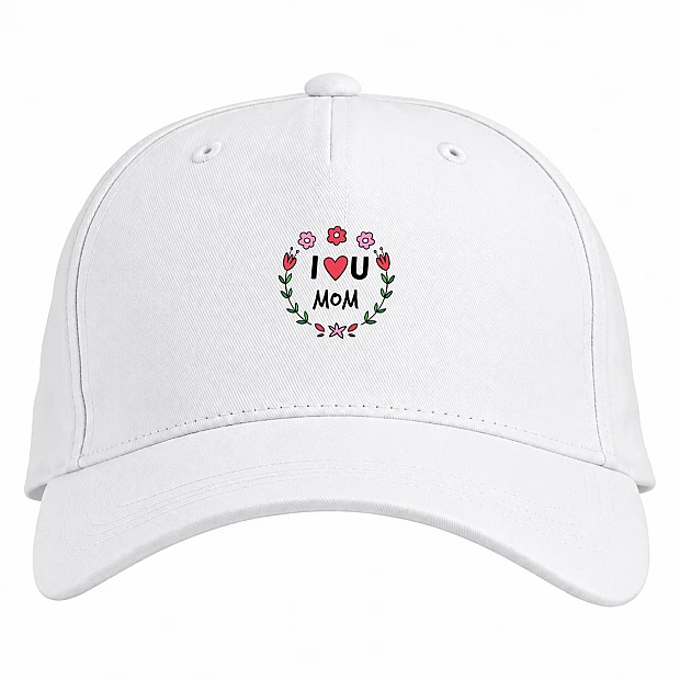 Baseball cap with Print Mother's Day I Love My Mother - white