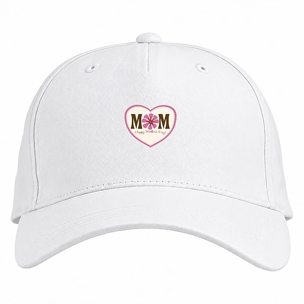 Baseball cap with Print Mother's Day Heart More - white