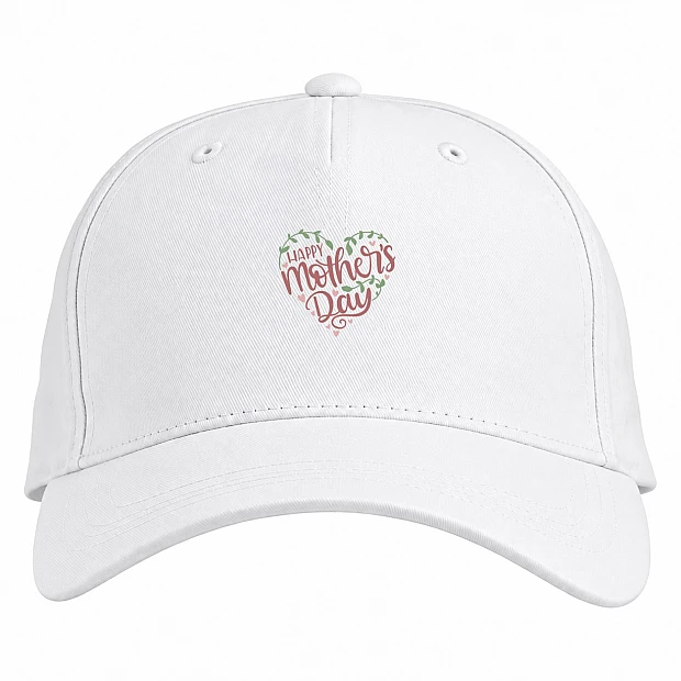 Baseball cap with Print Mother's Day Heart Sprigs - white