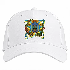 Baseball cap with Print Day Of The Defender Of Ukraine Ribbon Emblem Viburnum - white