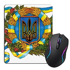 Mouse pad with print Day Of The Defender Of Ukraine Ribbon Emblem Viburnum