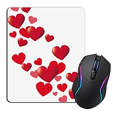 Mouse pad with print Valentine's Day Many Red Hearts