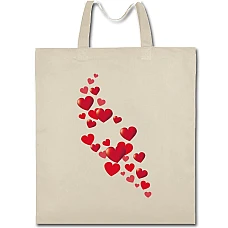 Eco bag with print Valentine's Day Many Red Hearts - beige