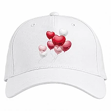 Baseball cap with Print Valentine's Day Heart Balls - white