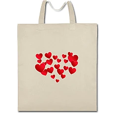 Eco bag with print Valentine's Day A Lot Of Hearts In The Form Of Heart - beige