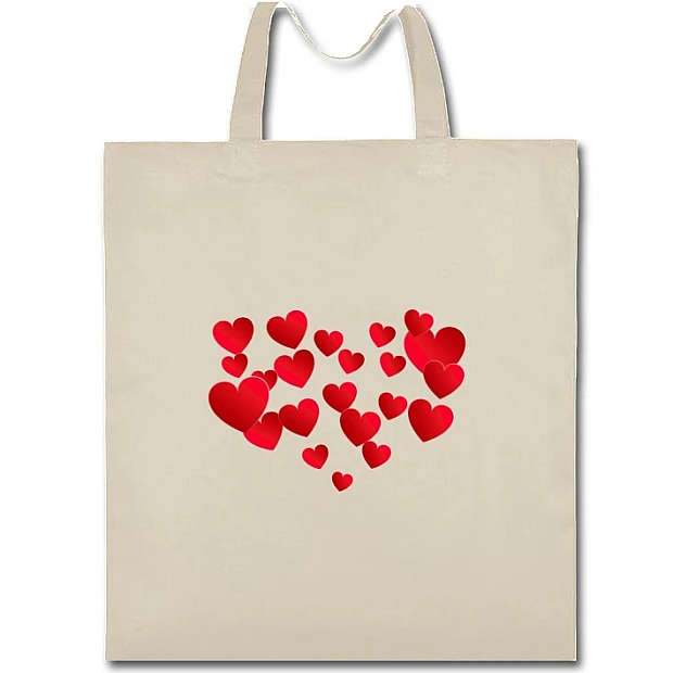 Eco bag with print Valentine's Day A Lot Of Hearts In The Form Of Heart - beige