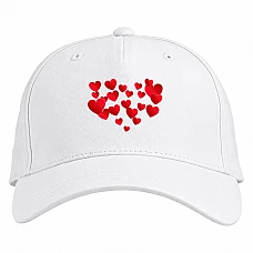 Baseball cap with Print Valentine's Day A Lot Of Hearts In The Form Of Heart - white