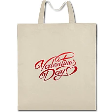 Eco bag with print Valentine's Day Inscription With Hearts - beige