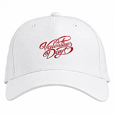Baseball cap with Print Valentine's Day Inscription With Hearts - white
