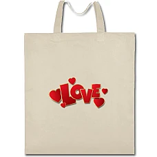 Eco bag with print Valentine's Day Love With Hearts - beige