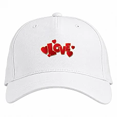 Baseball cap with Print Valentine's Day Love With Hearts - white