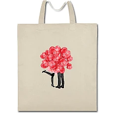 Eco bag with print Valentine's Day Boy And Girl For Balls - beige