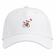 Baseball cap with Print Valentine's Day Boy And Girl On Bicycle - white
