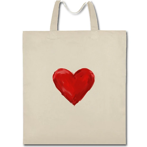 Eco bag with print Valentine's Day Red Heart Lipstick - beige