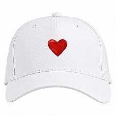 Baseball cap with Print Valentine's Day Red Heart Lipstick - white