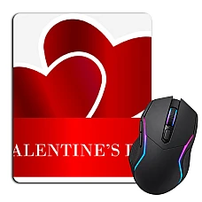 Mouse pad with print Valentine's Day Two Red Hearts With Ribbon
