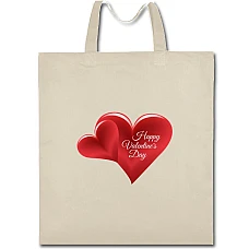 Eco bag with print Valentine's Day Two Red Hearts - beige