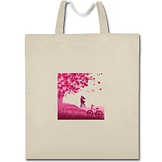 Eco bag with print Valentine's Day Tree With Hearts And A Pair Of - beige