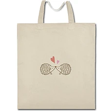 Eco bag with print Valentine's Day Two Hedgehog And Heart - beige