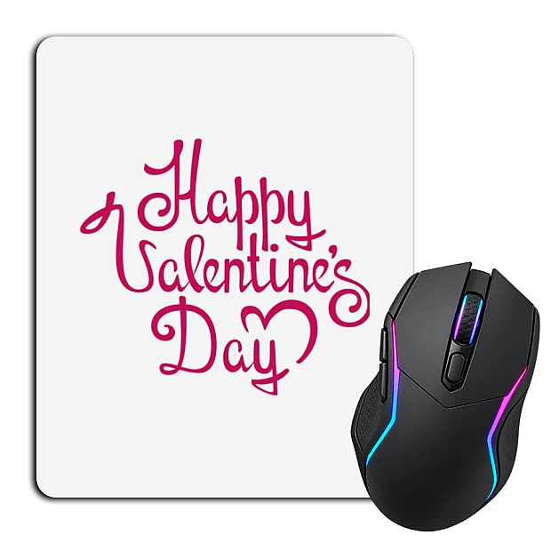 Mouse pad with print Valentine's Day Inscription Pastel Red