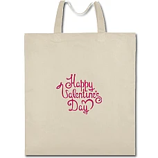 Eco bag with print Valentine's Day Inscription Pastel Red - beige