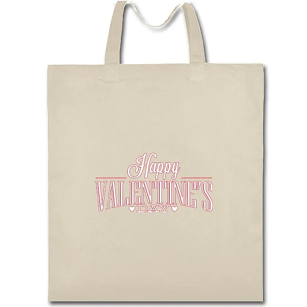 Eco bag with print Valentine's Day Inscription With White Stroke - beige