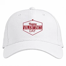 Baseball cap with Print Valentine's Day Inscription In Red Frame - white