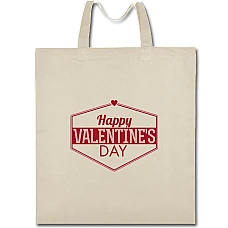 Eco bag with print Valentine's Day Inscription In Red Frame - beige