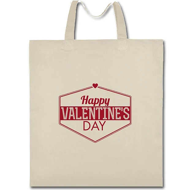 Eco bag with print Valentine's Day Inscription In Red Frame - beige