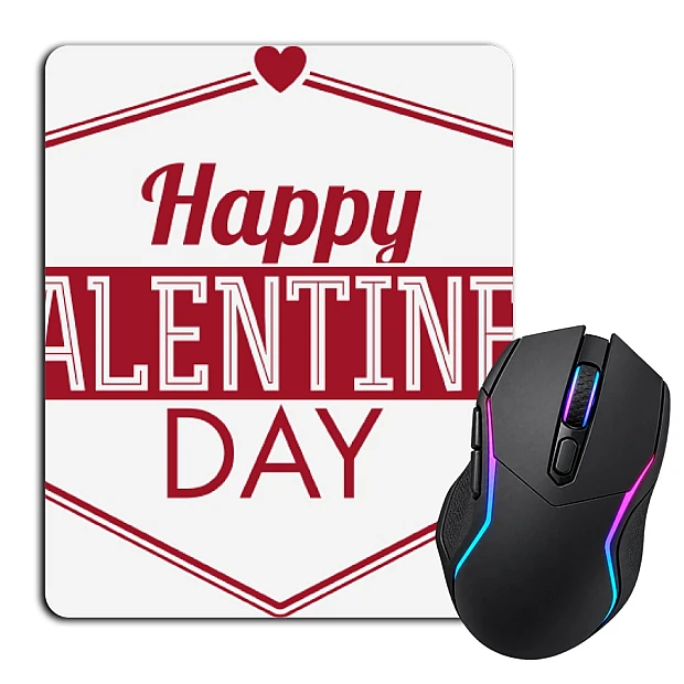 Mouse pad with print Valentine's Day Inscription In Red Frame